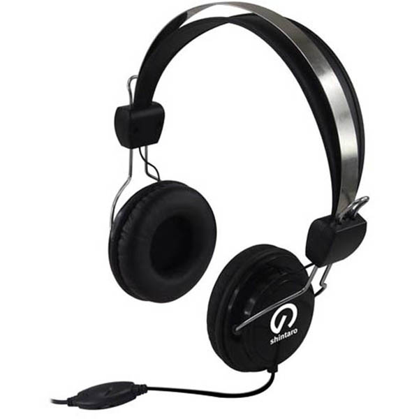 Image for SHINTARO MULTIMEDIA HEADSET WITH INLINE MICROPHONE BLACK from York Stationers