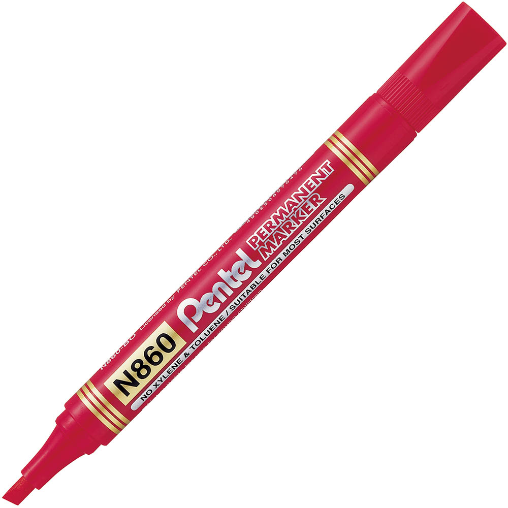 Image for PENTEL N860 PERMANENT MARKER CHISEL 4.5MM RED from That Office Place PICTON