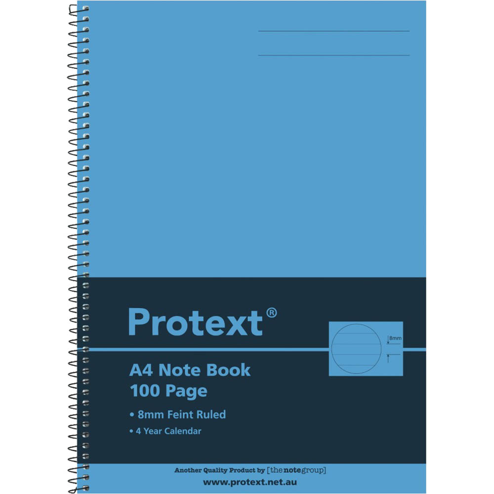 Image for PROTEXT NOTE BOOK 8MM FEINT RULED 55GSM 100 PAGE A4 BLUE from Office Heaven