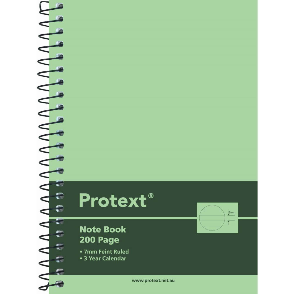 Image for PROTEXT NOTE BOOK 7MM FEINT RULED 55GSM 200 PAGE A6 ASSORTED from Mitronics Corporation