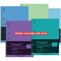 protext 3-subject binder note book 60gsm 270 page 295 x 223mm assorted