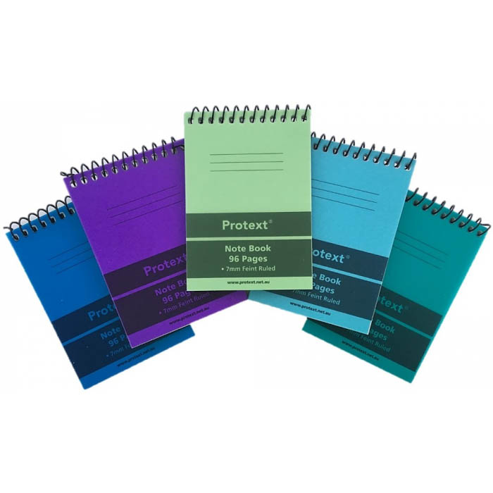 Image for PROTEXT POCKET NOTE BOOK 60GSM 96 PAGE 110 X 78MM ASSORTED PACK 5 from Office Heaven