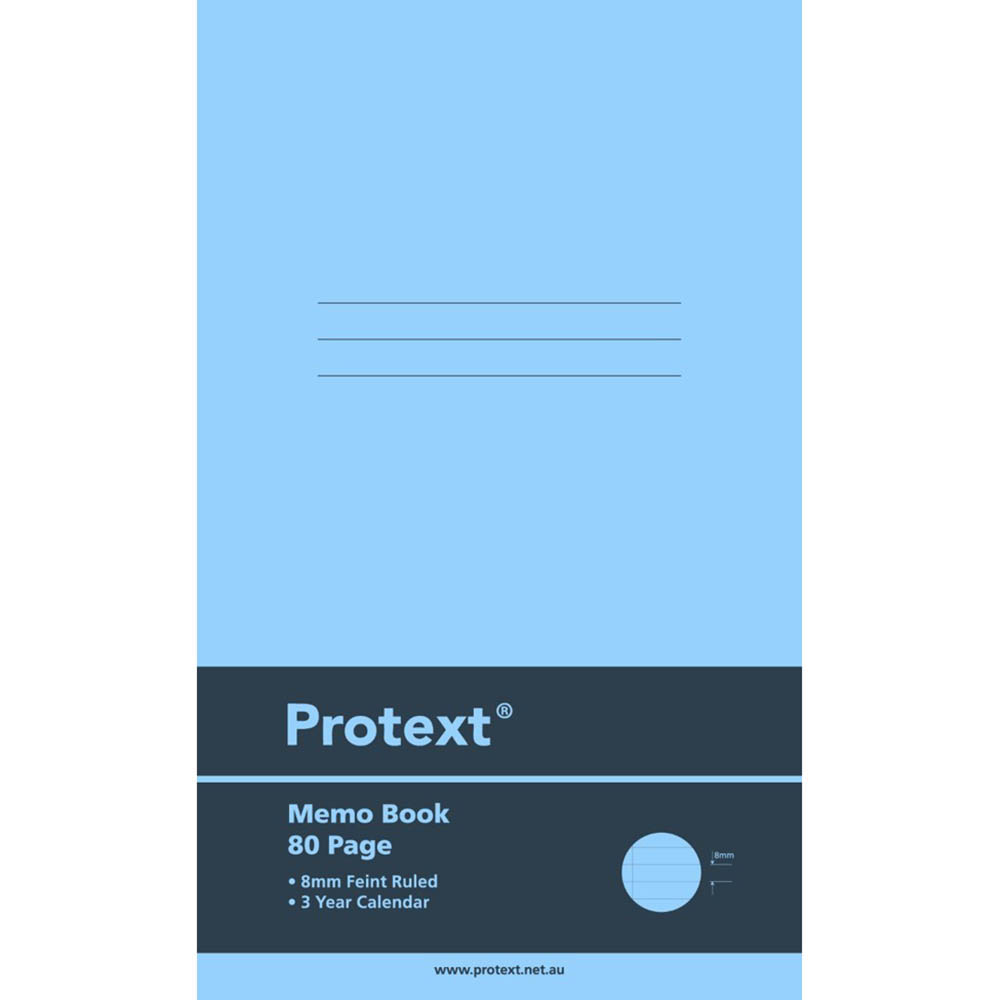 PROTEXT MEMO BOOK 8MM FEINT RULED 60GSM 80 PAGE 165 X 100MM ASSORTED |  | 7032666