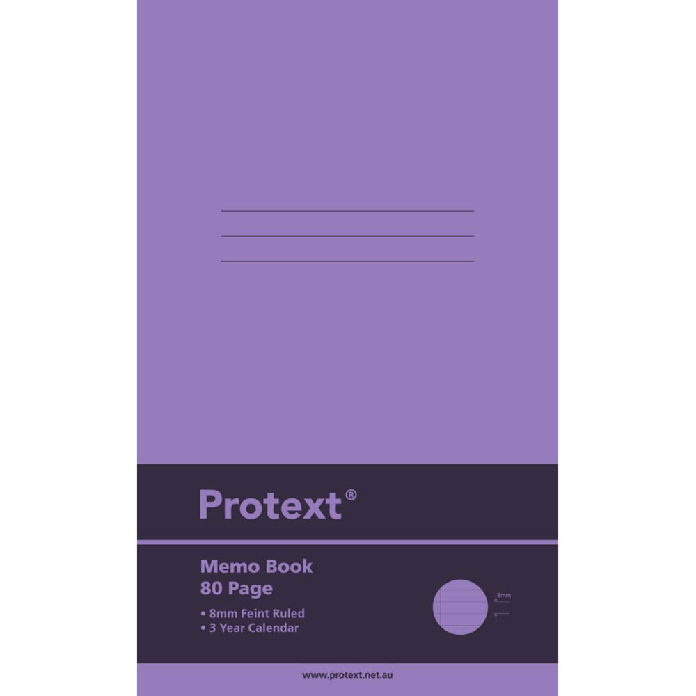 PROTEXT MEMO BOOK 8MM FEINT RULED 60GSM 80 PAGE 165 X 100MM ASSORTED |  | 7032666