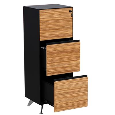 Image for NOVARA FILING CABINET 3 DRAWER 487 X 425 X 1316MM ZEBRANO TIMBER VENEER from Office Heaven