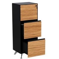 novara filing cabinet 3 drawer 487 x 425 x 1316mm zebrano timber veneer