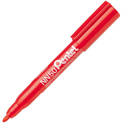 Image for PENTEL NN50 GREEN LABEL PERMANENT MARKER BULLET 1.5MM RED from Mitronics Corporation