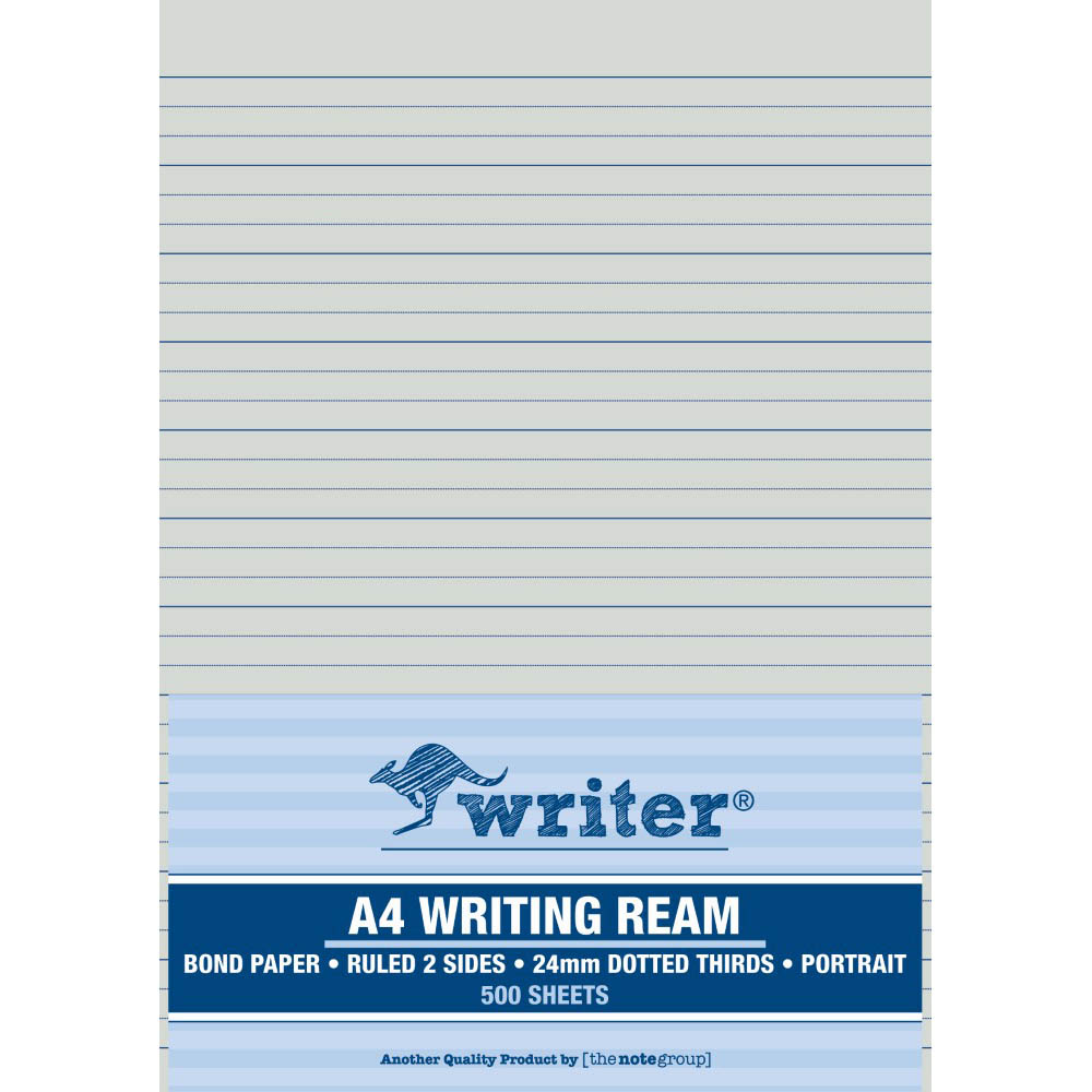 Image for WRITER WRITING PAPER 60GSM 24MM DOTTED THIRDS PORTRAIT A4 500 SHEETS from Office Heaven