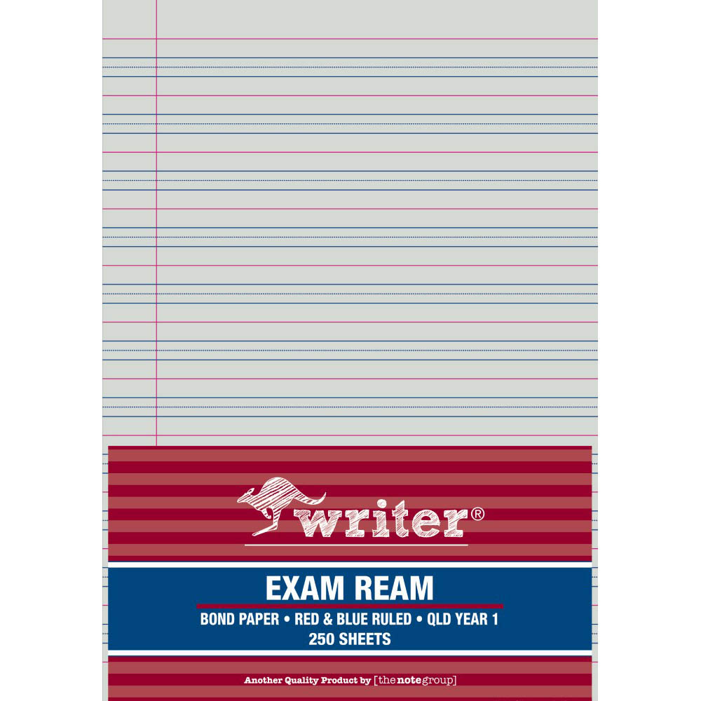WRITER EXAM PAPER QLD RULED YEAR 1 24MM A4 WHITE 250 SHEETS |  | 7052449