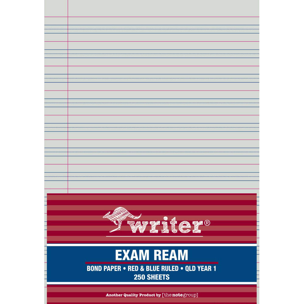 Image for WRITER EXAM PAPER QLD RULED YEAR 1 24MM A4 WHITE 250 SHEETS from Olympia Office Products