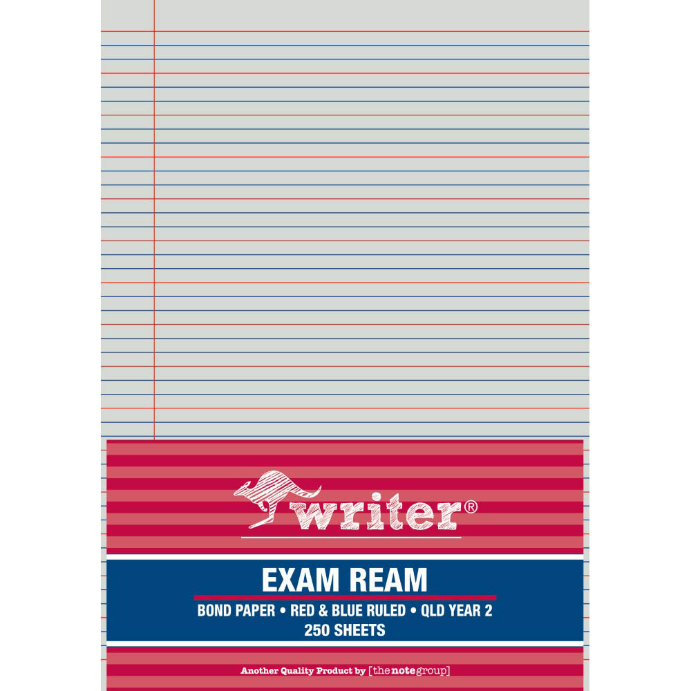 WRITER EXAM PAPER QLD RULED YEAR 2 18MM A4 WHITE 250 SHEETS |  | 7052450