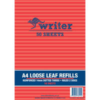 writer loose leaf refill reinforced 14mm dotted thirds 60gsm a4 50 sheet