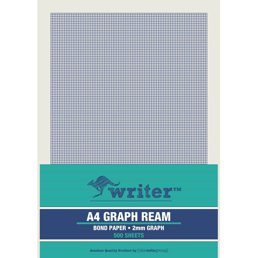 Image for WRITER REAM GRAPH PAPER 2MM PORTRAIT 60GSM A4 500 SHEETS from Clipboard Stationers & Art Supplies