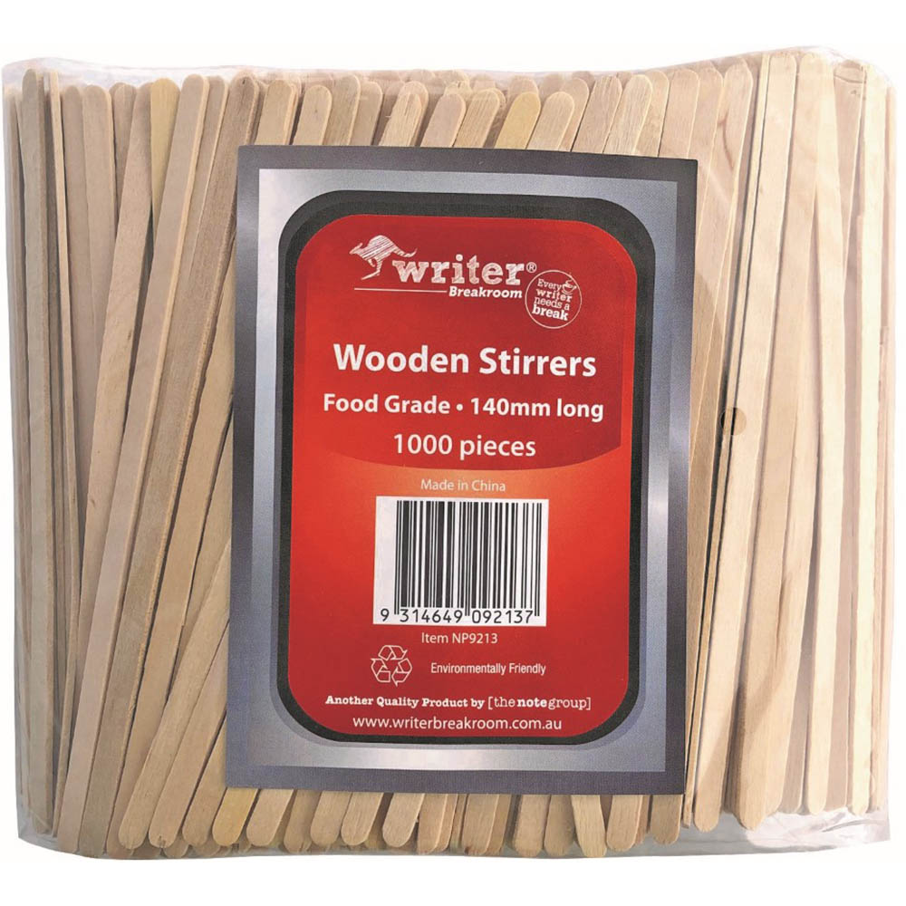 Image for WRITER BREAKROOM ECO WOODEN STIRRER 140MM NATURAL PACK 1000 from Challenge Office Supplies