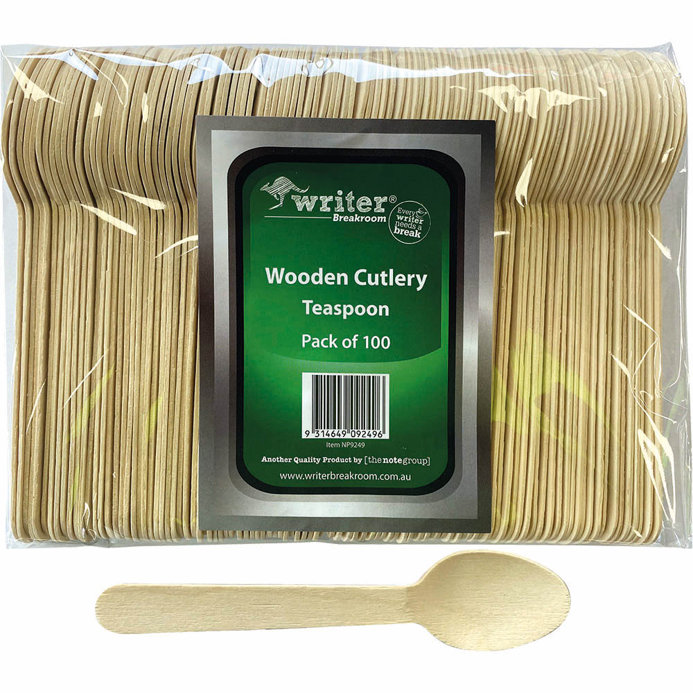 Image for WRITER BREAKROOM ECO WOODEN CUTLERY TEASPOON 140MM NATURAL PACK 100 from Prime Office Supplies