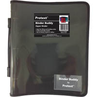 protext binder buddy with zipper 3 ring with handle 25mm smoke
