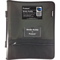 protext binder buddy with zipper 2 ring with handle plus pencil case plus pockets 25mm smoke