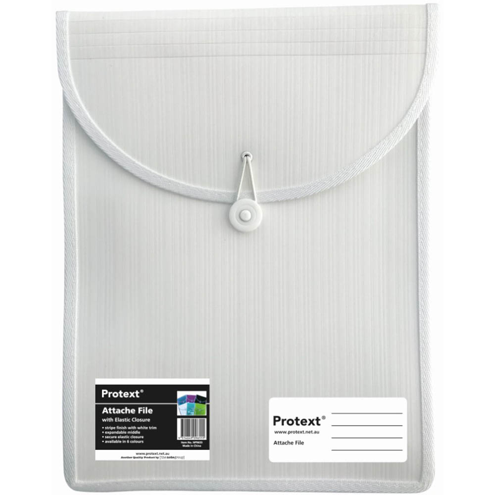 Image for PROTEXT ATTACHE FILE CASE ELASTIC CLOSURE A4 WHITE from Clipboard Stationers & Art Supplies