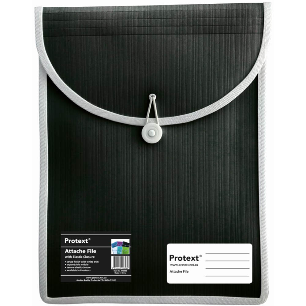 Image for PROTEXT ATTACHE FILE CASE ELASTIC CLOSURE A4 BLACK from That Office Place PICTON
