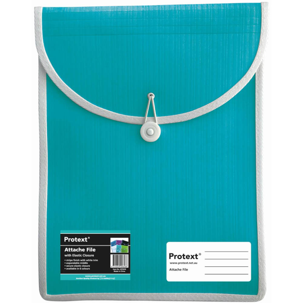 Image for PROTEXT ATTACHE FILE CASE ELASTIC CLOSURE A4 AQUA from BusinessWorld Computer & Stationery Warehouse