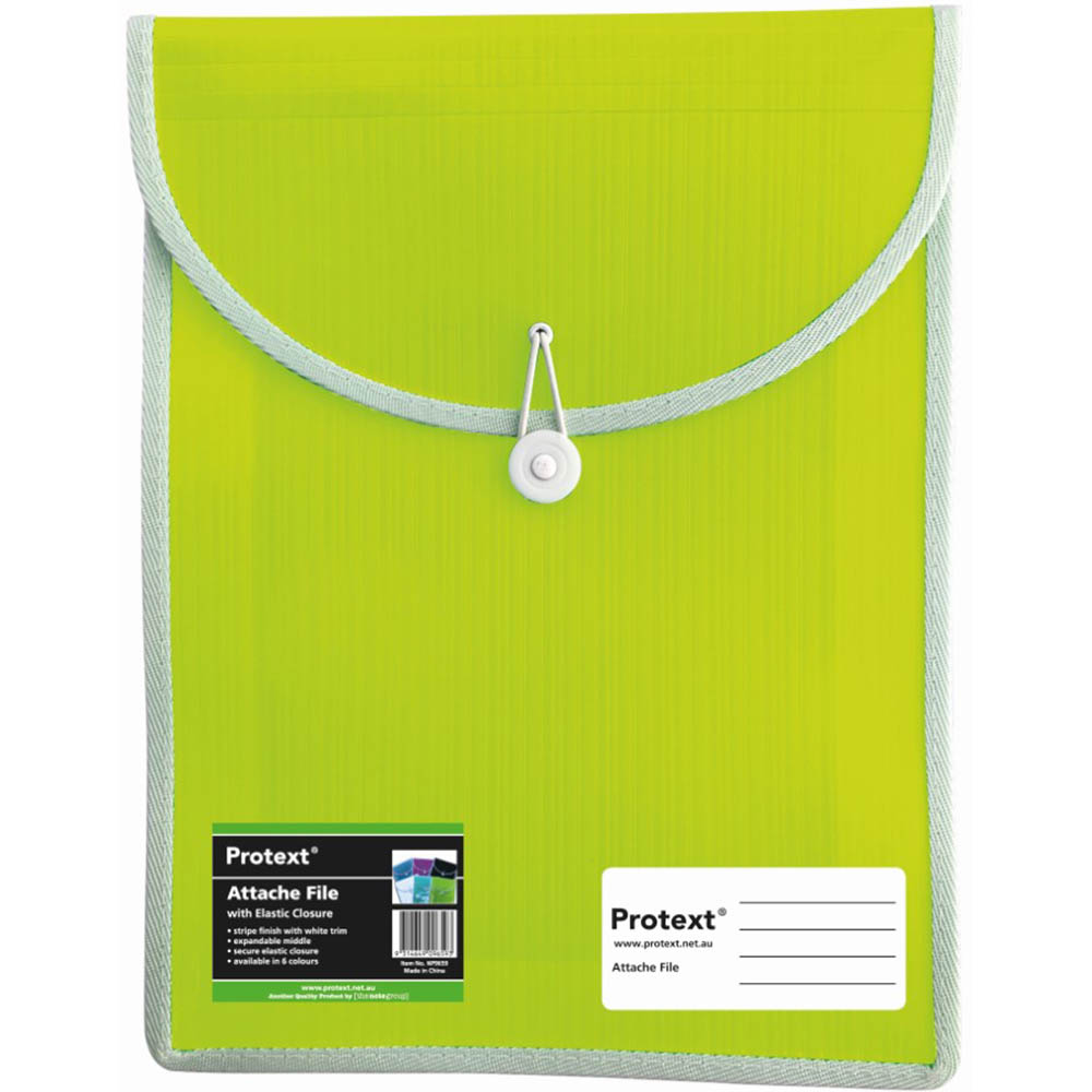 Image for PROTEXT ATTACHE FILE CASE ELASTIC CLOSURE A4 LIME GREEN from BusinessWorld Computer & Stationery Warehouse