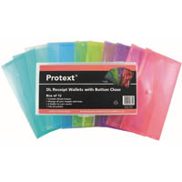 protext document wallet with button dl transluscent assorted pp pack 12