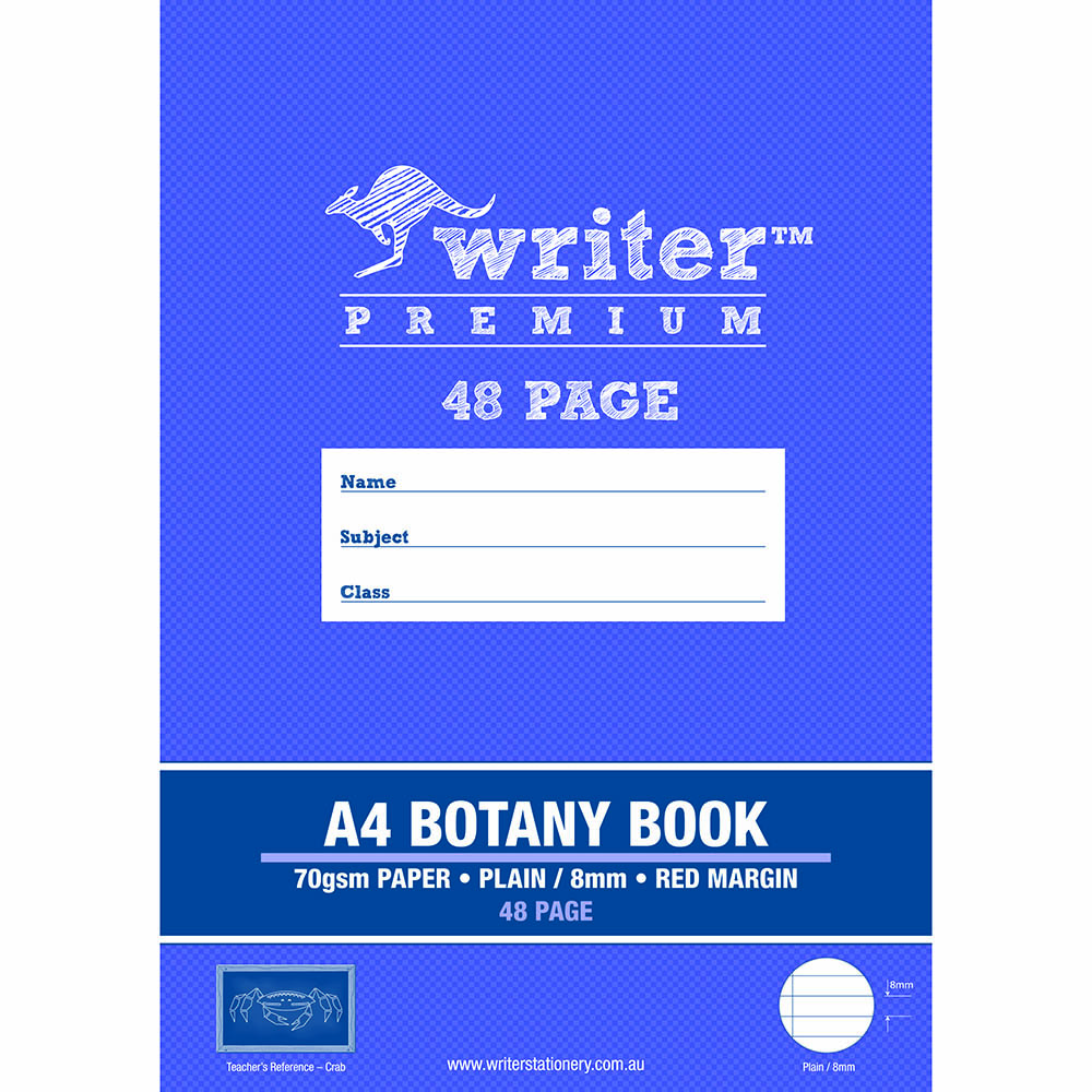 Image for WRITER PREMIUM BOTANY BOOK 70GSM 48 PAGE A4 CRAB from Mitronics Corporation