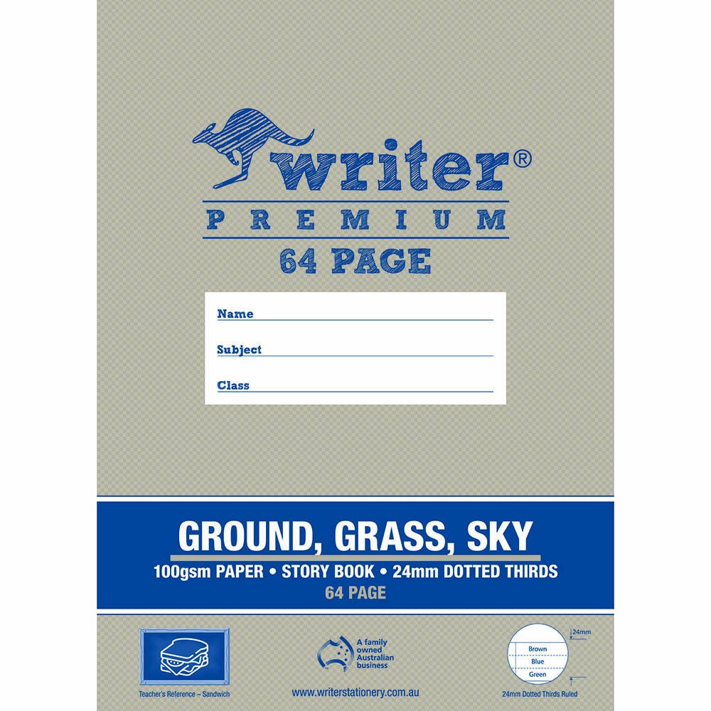 Image for WRITER PREMIUM STORY BOOK DOTTED THIRDS 24MM 100GSM 64 PAGE A4 GROUND/GRASS/SKY from Australian Stationery Supplies