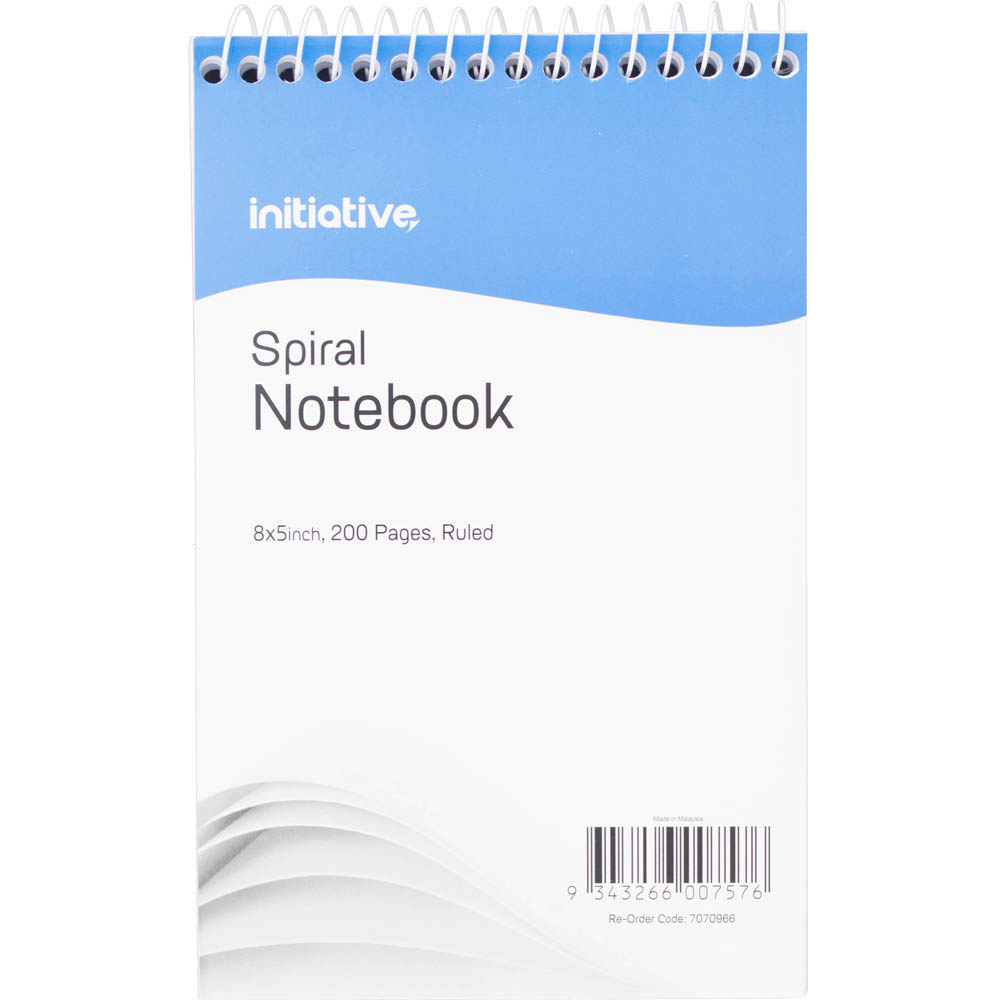 Image for INITIATIVE SPIRAL NOTEBOOK TOP BOUND 200 PAGE 200 X 127MM from York Stationers