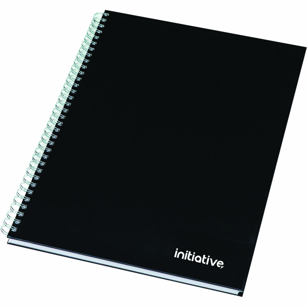 Image for INITIATIVE TWINWIRE NOTEBOOK HARD COVER 160 PAGE A4 BLACK from Prime Office Supplies