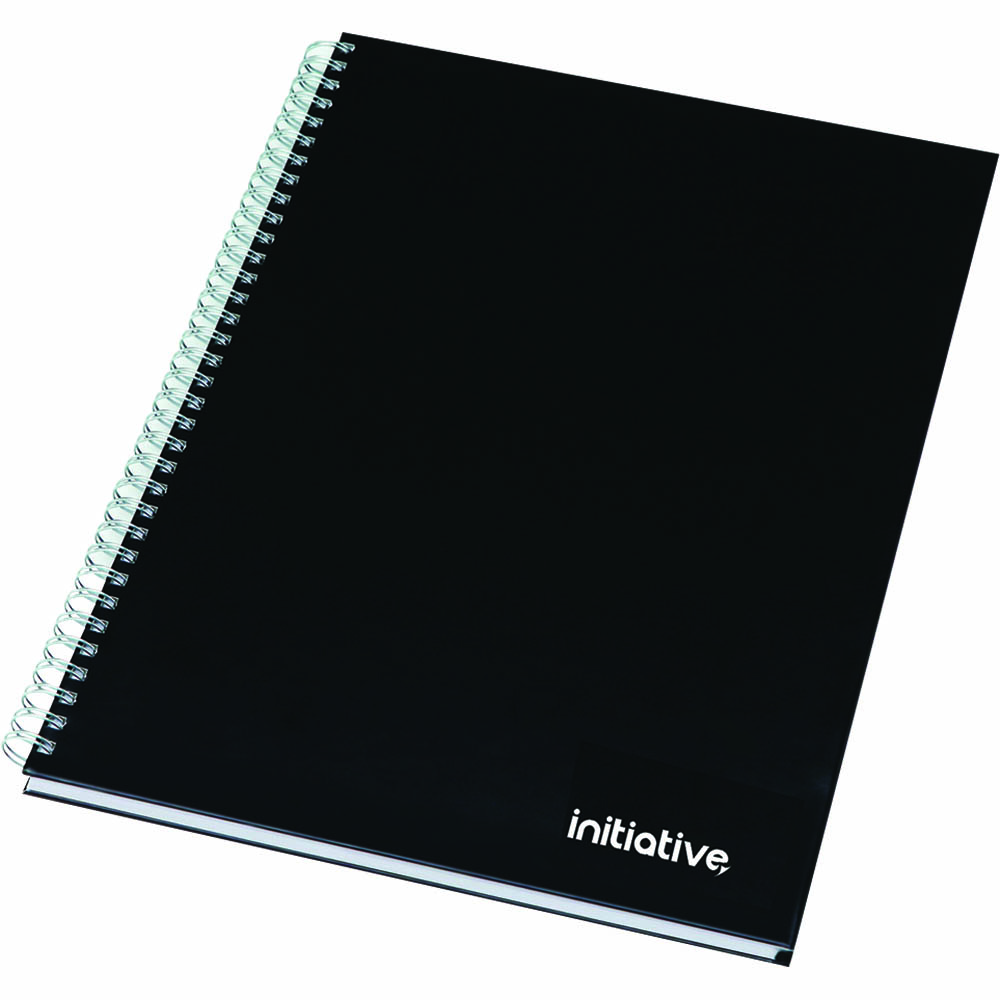 Image for INITIATIVE TWINWIRE NOTEBOOK HARD COVER 160 PAGE A4 BLACK from Challenge Office Supplies