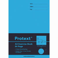 protext exercise book solid ruled + margin 11mm 64 page a4