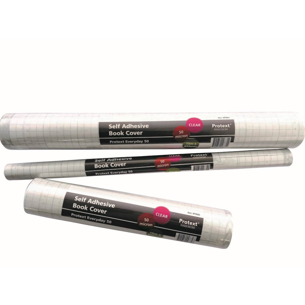 PROTEXT EVERYDAY SELF ADHESIVE BOOK COVER 50 MICRON CLEAR 450MM X 15M ROLL |  | 7098888