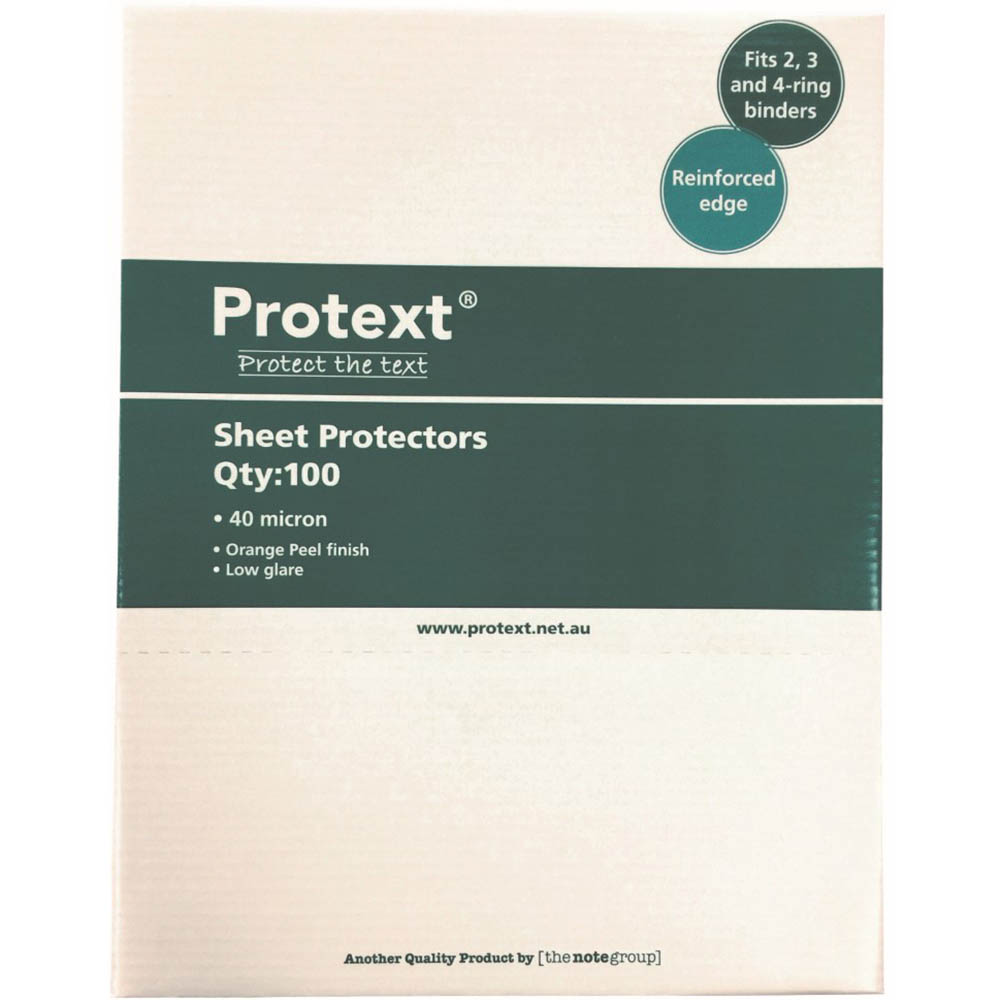Image for PROTEXT ECONOMY SHEET PROTECTORS 40 MICRON A4 CLEAR BOX 100 from Mitronics Corporation