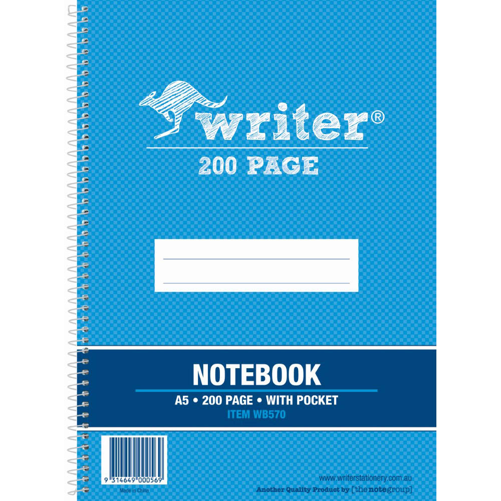 Image for WRITER SPIRAL NOTEBOOK 200 PAGE 60GSM A5 from Mitronics Corporation