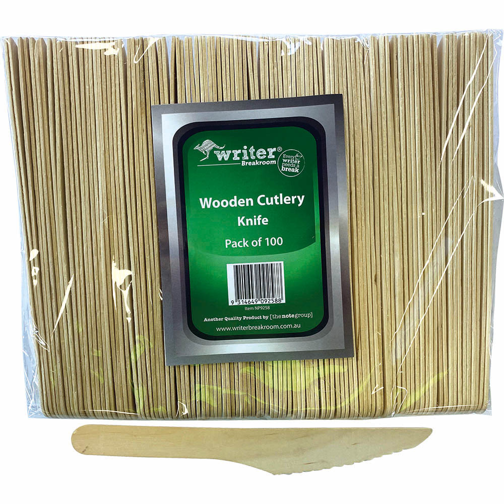 WRITER BREAKROOM ECO WOODEN CUTLERY KNIFE 160MM NATURAL PACK 100 |  | 7056942