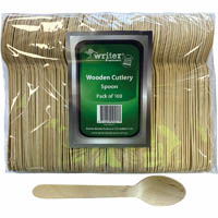 writer breakroom eco wooden cutlery spoon 160mm natural pack 100