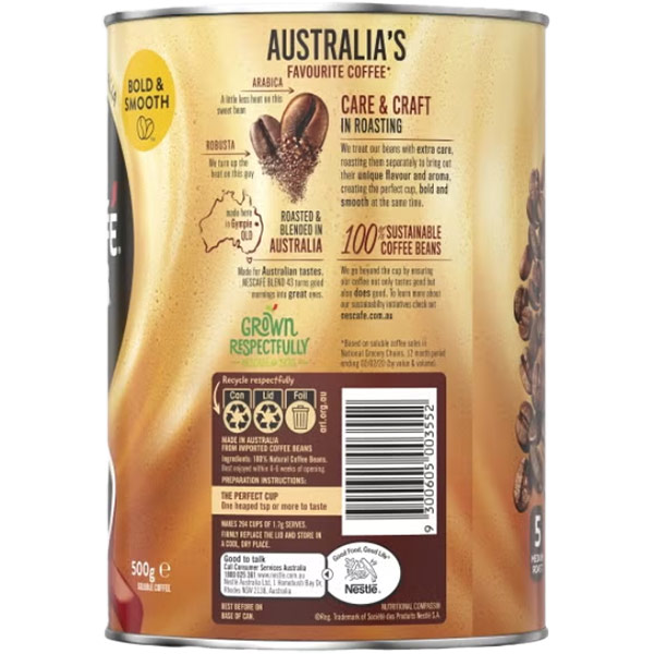 NESCAFE BLEND 43 INSTANT COFFEE 500G CAN |  | 7003566