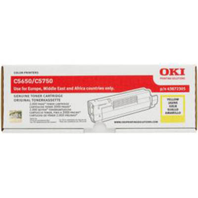 Image for OKI 43872309 C5650/C5750 TONER CARTRIDGE YELLOW from Olympia Office Products