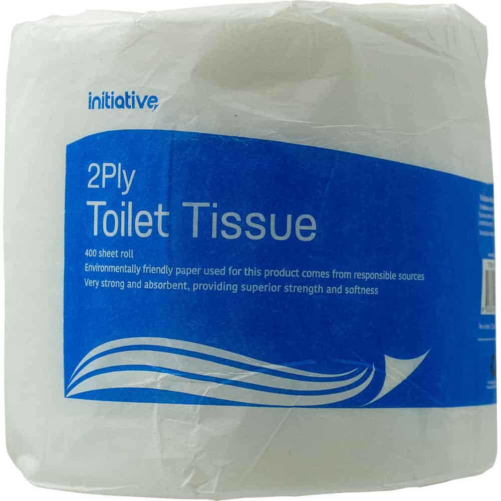 initiative toilet roll wrapped 2-ply 400 sheet white