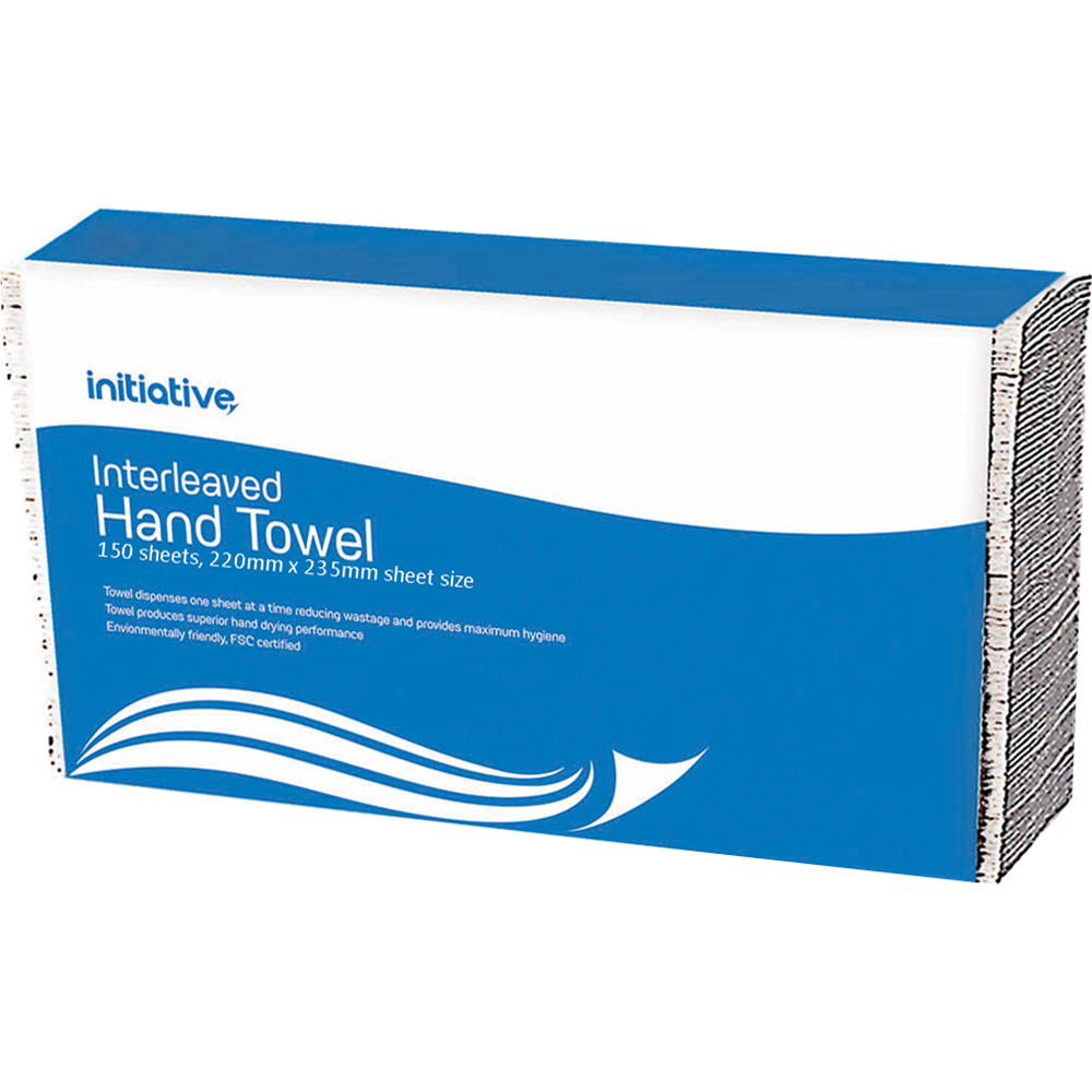 Image for INITIATIVE INTERLEAVED ULTRASLIM HAND TOWEL 230 X 220MM 150 SHEETS from Prime Office Supplies