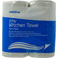 initiative kitchen towel 2-ply 60 sheet pack 2