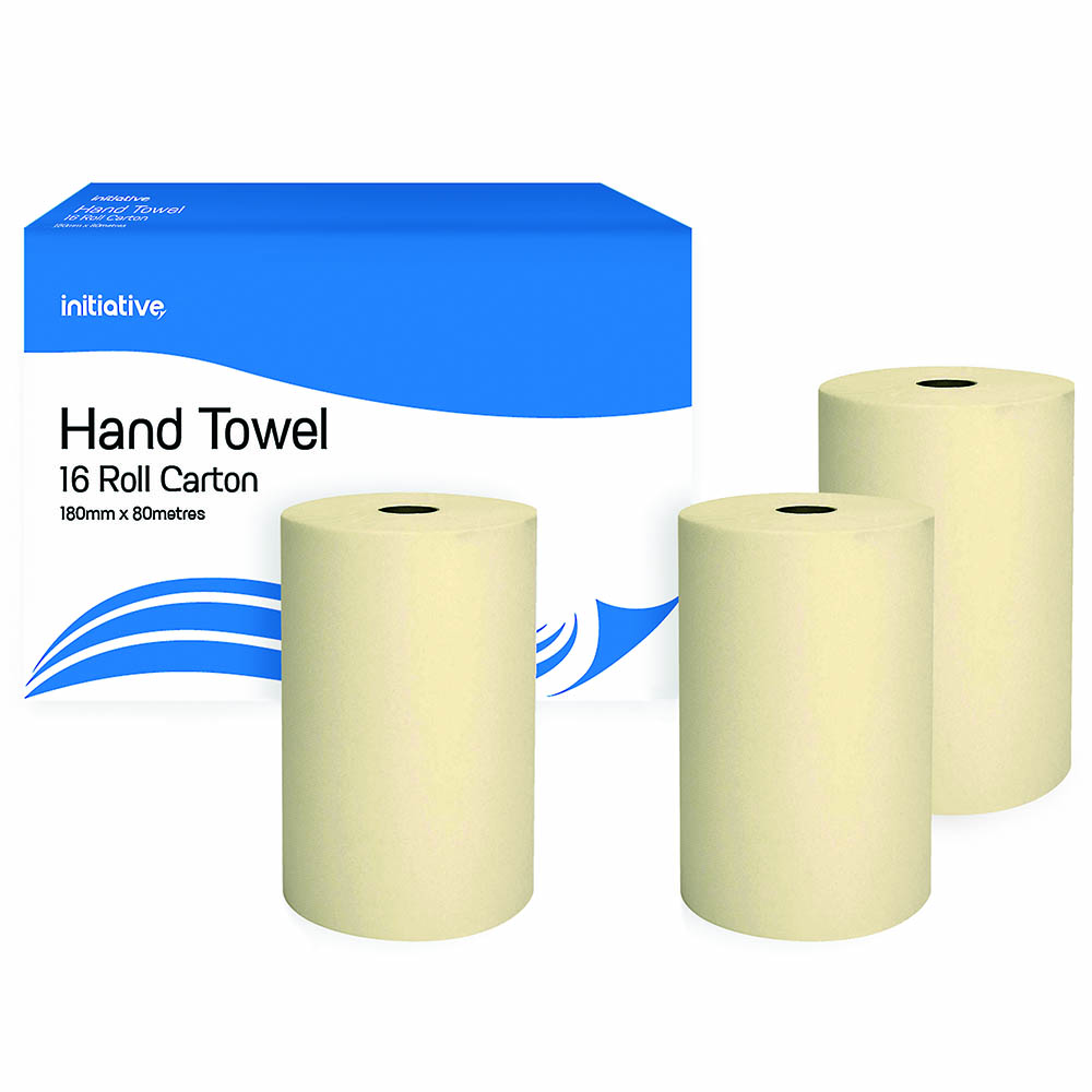 Image for INITIATIVE HAND TOWEL ROLL 180MM X 80M CARTON 16 from York Stationers