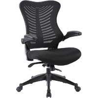 swift chair high mesh back flip arms black