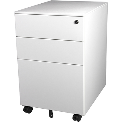 Image for STEELCO TRIMLINE MOBILE PEDESTAL 3-DRAWER LOCKABLE 390 X 500 X 615MM WHITE SATIN from Mitronics Corporation