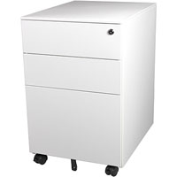 steelco trimline mobile pedestal 3-drawer lockable 390 x 500 x 615mm white satin