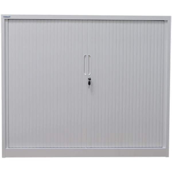 Image for STEELCO TAMBOUR DOOR CABINET 2 SHELVES 1015H X 1200W X 463D MM WHITE SATIN from York Stationers