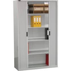 Image for STEELCO TAMBOUR DOOR CABINET 3 SHELVES 1320H X 1200W X 463D MM SILVER GREY from Challenge Office Supplies