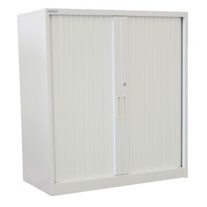 Image for STEELCO TAMBOUR DOOR CABINET 3 SHELVES 1320H X 1200W X 463D MM WHITE SATIN from That Office Place PICTON