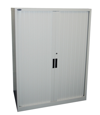 Image for STEELCO TAMBOUR DOOR CABINET 3 SHELVES 1320H X 900W X 463D MM WHITE SATIN from Mitronics Corporation